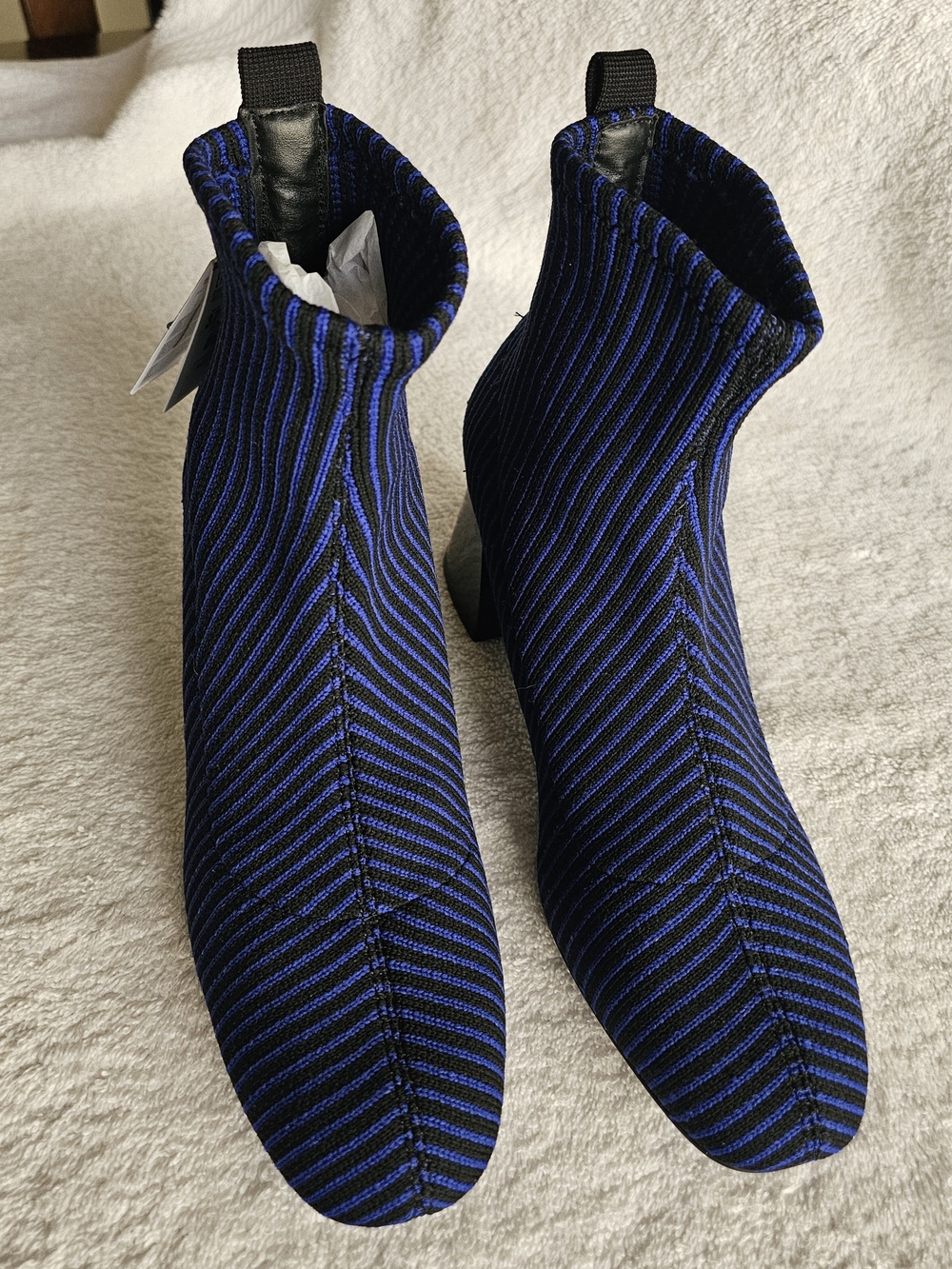 Zara Ribbed Striped 

Ankle  Sock Boots NWT Black & Blue EU 37 And 6.5..
